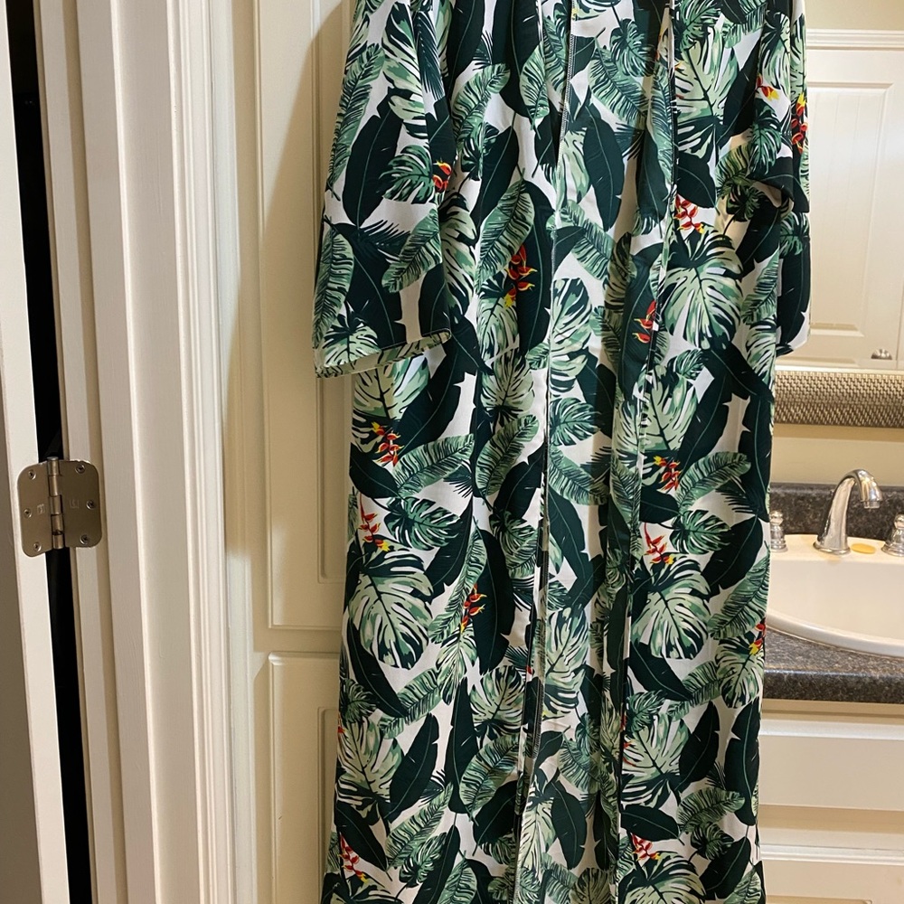 Rachel Zoe Green Leaf Print Swim Coverup